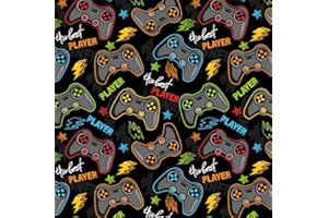PINGIANER Tissu de couture noir Game Player pour garçon - 100 x 160 cm - 1 m - 100 % coton - Vendu au mètre - Pour l'artisanat et la couture