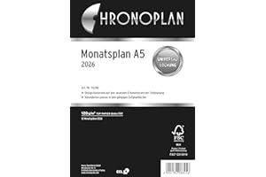 ‎CHRONOPLAN Chronoplan 50286 Kalendereinlage 2026 (Monatsplan A5 (148x210mm), Ersatzkalendarium für Terminplaner, Monatsplaner, für detaillierte Monatsplanung, 1 Monat auf 1 Seite, mit Universallochung) weiß