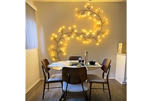 GOESWELL Luminous DIY Willow Vine Home Decoration Artificial Grape Vine Wall Decor Indoor and Outdoor DIY Tree Branch Decoration 72 LED Light Ball(Orange)