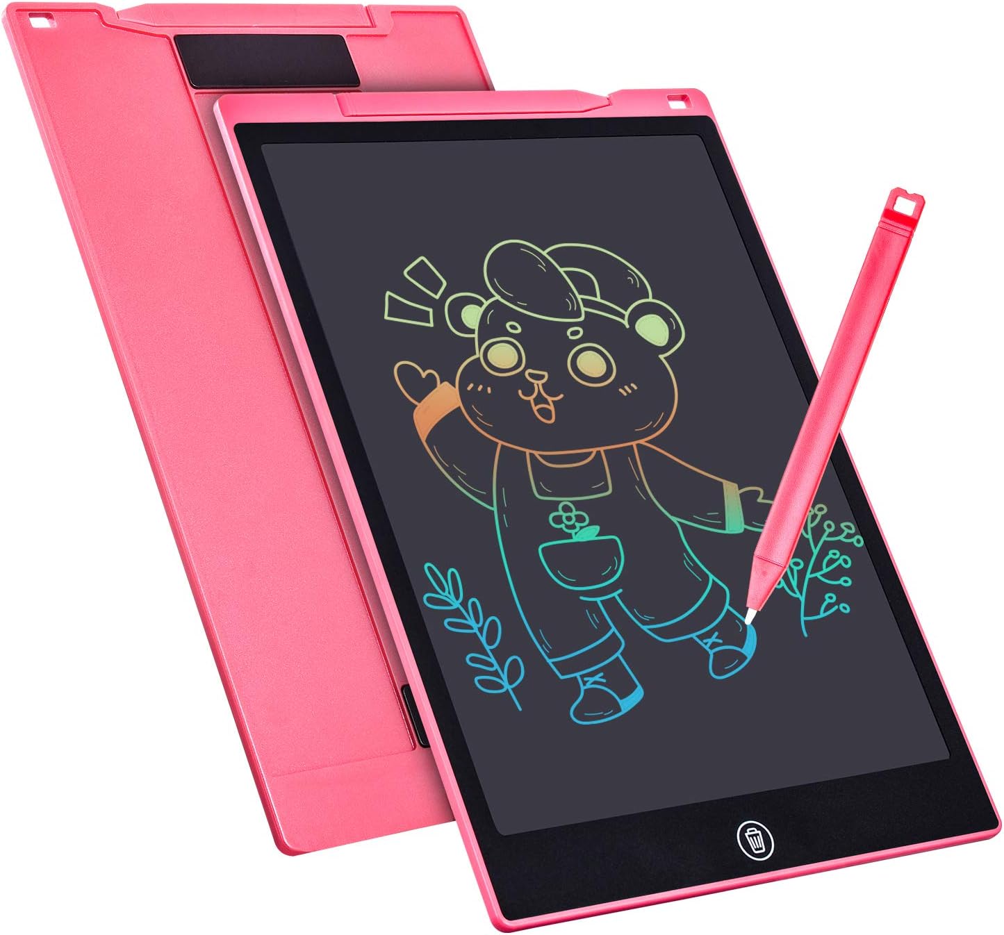 Tableta de Escritura Color LCD 12 Pulgadas, Tablet Escritura Pantalla Colorido Infantil, Tableta Grafica Dibujo Niños Adecuada para el Hogar, Escuela, Oficina, Cuaderno de Notas con Fundas (Pink)