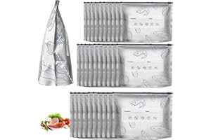 KENMOHUO 30Pcs Re-sealable Aluminium Foil Bags, 3 Sizes Reusable Zip Lock Mylar Bags for Food Storage, Long Lasting Freshness, Sealable Food Bag with Label for Frozen Meat Vegetables Sandwiches Snacks