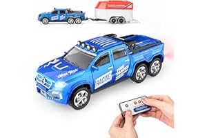 Kazzley Zdalnie sterowany mini samochód RC od 3, 4, 5, 6 lat, 2,4 GHz, mini samochód RC z lawetą i światłem LED, pilot zdalnego sterowania 1:64, 3 prędkości, zabawka dla dzieci, prezent (niebieski)