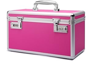 HEWEI WORKS Scatola Medica a Prova di Bambino con Serratura a Combinazione, Cassetta Kit Pronto Soccorso Vuota, Scatola Multiuso, Incluso in un Piccolo Portapillole Portatile (largo/rosa)