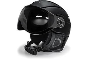 EnzoDate 2-en-1 Visière Ski Casque De Snowboard Détachable Masque À Neige Anti-buée Anti-UV Intégré Goggle Bouclier Faible Poids Adultes Hommes Femmes