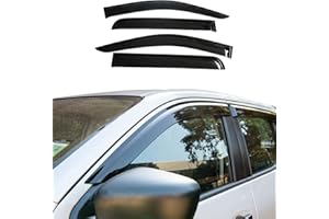 JHCHAN Deflector de Viento para Nissan Navara NP300 2015-2024 D23 Doble Cabina Deflector de Lluvia 4 Piezas Negro Ahumado