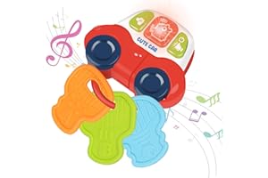 ALLHAHA Jouet Dentition Voiture D'apprentissage Clé Sensoriel Bébé Avec Musique Lumière,Jouets Bébé Montessori Musicaux Voyage 0 3 6 9 12 18 36 Mois,Cadeaux Bébés Garçons Filles 6 à 12 Mois 1 2 3 Ans.