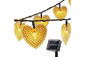 KINGCOO Solar String Lights, 20ft 30 LED Love Heart Waterproof Christmas Solar Starry Fairy Decorative String Lights with 8 Modes for Halloween Garden Wedding Party Home Patio(Warm White)