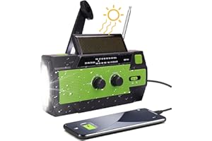 BellaGesundheit Solar Radio, AM/FM Tragbar Kurbelradio Dynamo Notfallradio mit 4000mAh Wiederaufladbare Batterie, Led Taschenlampe, SOS-Alarm für Camping, Ourdoor, Notfall