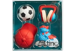 ‎TINC Tinc - Set Radiergummis Für Kinder - Cool Dude - S4BOYERA - Verwendung in der Schule und bei den Hausaufgaben - Präzises Radieren - Unverzichtbares Schulzubehör - Rot, Blau, Weiß, Schwarz