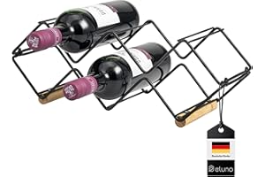 ‎ELUNO eluno Weinregal für 5 Flaschen, aus Metall und Bambus, stapelbar (ca. 39 x 14,5 x 15 (B/H/T), 1, Stück)