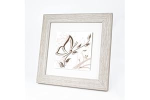 Albalù Quadretto in Legno con Piastrella Coppia in Gres Porcellanato e Cornice Tortora Quadrata (Farfalla, 20x20 cm)