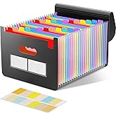 Diboniur A4 File Folder, Expanding File Folders, 25 Pockets, Portable Accordion Document Sorter, Divider Folder A4 File for O