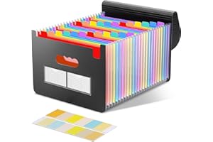 Diboniur Trieur Document A4, Trieur à Soufflets Classeur Rangement 24 Compartiments avec Couvercle, Rangement Papier Administratif, Extensible Accordéon Organiseur pour Fourniture Bureau/Scolaire