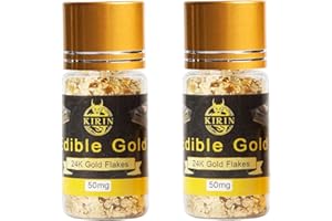 KIRIN Essbare Blattgold Flocken 100mg 24 Karat Gold Streuer zum Basteln Lebensmittel Kuchen Backen Dekorfolie Künstlerbedarf