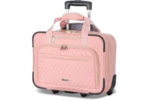 Lekeinchi Travel Laptop Backpack with Wheels Rolling Backpack Laptop Backpack with USB Charging Port, Waterproof Carry on Backpack Flight Approved Travel Backpack (Pink, 15.6inch)