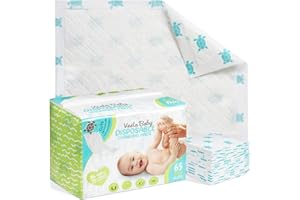 Vesta Baby Fasciatoio usa e getta - 65 tappetini assorbenti a prova di perdite - Sottopannolini bianchi per il cambio del pannolino per la protezione del letto e del tavolo - Fodere impermeabili