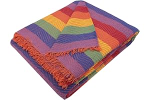 MERCURY TEXTIL- Colcha Multiusos Sofa,Manta Foulard,Plaid para Cama,Cubresofa Cubrecama,jarapas,Comoda Practica y Suave. Poliester Algodón (230 x 260cm, Espiga Arcoiris)