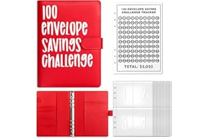 YJWZ 100 Umschlag Saving Challenge,Budget Planner Deutsch,A5 Haushaltsplaner mit Umschlägen,Budget Binder Einfache und Unterhaltsame Möglichkeit zu Sparen 5050 €,Sparbuch für Geld Sparen Challenge