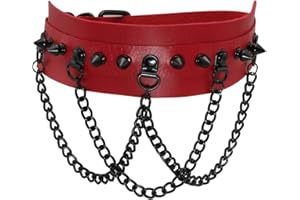 MILAKOO Cool Rivet Spike Studed PU Leather Choker Necklace Alloy Chain for Goth Punk Rocker