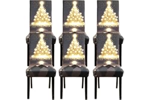 YISUN Dining Chair Covers Set of 6, Stretch Removable Washable Kitchen Chair Covers, Father Christmas Santa Super Fit Stretch Spandex Removable Washable Dining Chair Protector Cover Seat Slipcover
