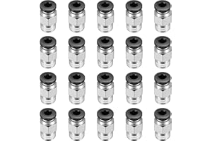 MYHONGLE Pack of 20 PC4-M10 Plugs, PC4-M10 PTFE Connectors, Pneumatic Connectors, Male Straight Pneumatic PTFE Tube Push for E3D-V6 Thread M10