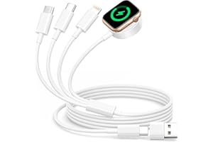 BAMKEY 4 in 2 Watch Charger for Apple Watch Charging Cable, iWatch Charger and iPhone Charging Cable Fast Magnetic Apple watch Charging USB C for iWatch Ultra/SE/10/9/8/7/6, iPhone 17 16 15 Pro Max/Pro/Air