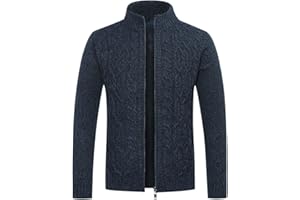 Allthemen Cardigan da Uomo Giacca Invernale in Maglia Calda con Cerniera Casual Maglione Lavorato a Maglia Cappotto Autunnale Tinta Unita con Colletto alla Coreana
