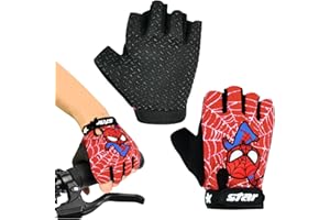 OPEIXSAYKOC Guantes de Ciclismo Verano, Guantes de Ciclismo niño, Guantes de Bicicleta para niños, Guantes de Mitad de Dedos de Niños, para Patinaje, Bicicleta de Carretera, Bicicleta de Montaña