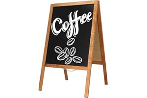 SPRINGOS Kundenstopper - Pizarra publicitaria para aceras, 100 x 60 cm, soporte de madera, pizarra para restaurante