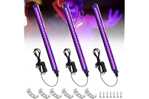 Vegena Lot de 3 tubes à lumière noire 5 W 24 LED 28 cm - Lumière noire - Avec interrupteur - USB UV LED - Lumière noire - Lampe de fête pour fête - Éclairage de scène - Peinture corporelle