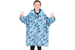 Disney Lilo and Stitch Girls Blue Hoodie, Oversized Fleece Blanket Hoody