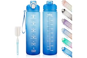 YC Kitchen Borraccia Sportiva Motivazionale 1L - Borraccia 1 litro, Bottiglia d'acqua Sportiva con paglia e trasporto cinghia