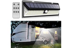 Unifizz Lampe solaire pour camping-car - Détecteur de mouvement - 118 LED - Avec télécommande - Étanche - Pour les voyages en camping-car, les remorques de voyage