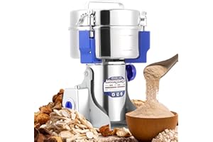 Moongiantgo 1500g Mulino Elettrico per Cereali Maglia 50-300, Acciaio Inossidabile & 3000W 36000RPM Motore Commerciale, per Cereali, Spezie, ecc., con Protezione da Sovraccarico & Open-Cover-Stop