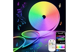 ‎LAMOMO Lamomo LED Strip 3m, RGBIC Neon LED Streifen mit Warmweiß Mode, LED Leiste Regenbogeneffekt, APP und Fernbedienung, Musik Sync, Wasserdicht LED Schlauch Flexibel für Zuhause, Schlafzimmer, Wand Deko
