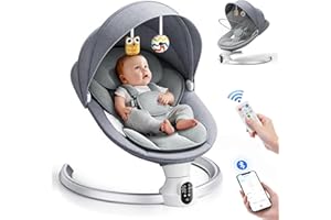 Kotsy sdraietta neonati trollo programma APP,con telecomando e controllo,altalena neonato con 5 ampiezze altalene timer a 3 stadi,2 giocattoli,agnello grigio imbottito morbido