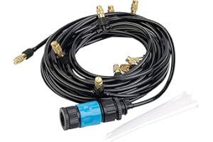 Royal Gardineer Sprühschlauch: Wasser-Zerstäuber-Set mit 10-Meter-Schlauch und 10 Metalldüsen (Wasserzerstäuber Sprühnebel, Wasservernebler, Luftbefeuchter)