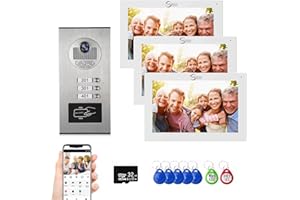 ‎ANJIELO SMART 4-Wired Wohnung Video-Türklingel Sprechanlage, 2/3/4/6/8/10/12 Einheiten 7 Zoll Monitor 1080P Türsprechanlage,3 in 1 Entriegelung,Motion Detected für Villa,Tuya (1 Türklingel + 3 Monitor)