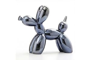 YOYUMI Cane Palloncino Scultura Ornamento Elettroplaccato, statua in ceramica lucida per soggiorno, camera da letto, vetrine e arredamento per ufficio, 22 * 18 * 8 cm, Blu Grigio