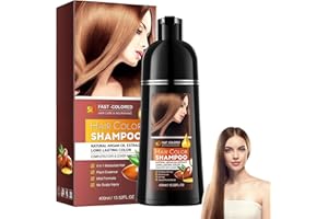 AONAT Shampoo Colorante Marrone 400ml,Tinta Capelli Castano Naturale 3 in 1,Copertura Rapida dei Capelli Bianchi,Colorazione Facile a Casa per Uomo e Donna