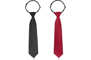 YATEICBC 2 Cravates Réglables Pré-Nouées pour Garçons Uniformes Graduation (Rouge, Noir)