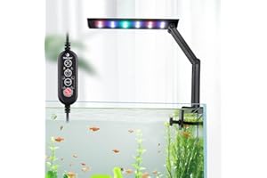 ‎FISHKEEPER fishkeeper Kleine Aquarium Lampe, 24/7 Clip Aquarium Licht mit DIY & Timer, Einstellbare 10 Helligkeit, 360° Faltbar Aquarium Beleuchtung Led für Aquarien mit Rand, Mondlicht für Süß-/Meerwasser