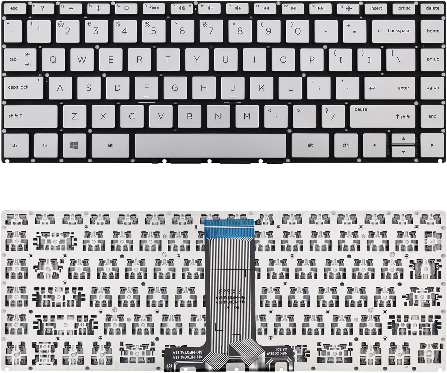 Wefly Laptop Keyboard Compatible for HP Pavilion X360 14-BA 14T-BA 14M-BA 14-BS Silver Laptop Keyboard