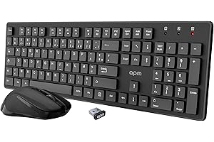 APM 100042 - Pack- Combo Clavier Azerty et Souris Optique - Technologie Sans Fil 2,4 Ghz - Fonctionnement Ultra Rapide - Touches de Raccourcis - Clavier Bureautique - Noir