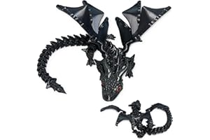 BACH AND BOUJEE Dragon imprimé en 3D décoration d'intérieur Dragon en Cristal Noir foncé décor de Bureau de Direction décor de Bureau de Maison pour fête d'anniversaire