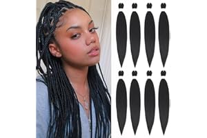 ORIGINEA 8 Packs/Lot EZ Braid 26 inch Professional Pre Stretched Braiding Hair Yaki Texture Braiding Hair for Crochet Hair Braids Long Free Synthetic Fiber Hair Extensions (#1B)