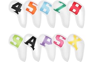 Brynnl Funda de Palo de Golf, 10 Piezas de Cuero Juego de Fundas para la Cabeza de Hierro para Golf con Gran número Colorido y Cinta mágica