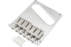 Musiclily Pro 54mm Moderno Ponte Telecaster Fisso 6 Sellette in Acciaio Inossidabile SUS per Chitarra Elettrica Fender Squier tipo Tele, Cromato