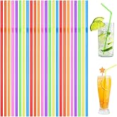 AUAUY 100 Coloured Straws for Parties, Reusable Coloured Straws | Family, Birthday, Wedding, Smoothie, Fruit Juice, Cocktails