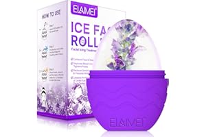 QUROMOJY Ice Roller Visage et Yeux,Massage de la glace pour les yeux réutilisable,Visage Anti Rides,Rétrécit les pores et poches,Beauté du visage,éclaircit et Raffermit la Peau (Violet)